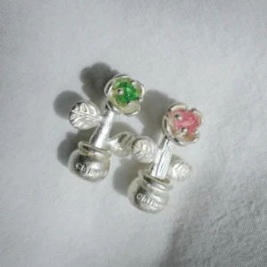 S925 Sterling Silver Natural Tourmaline Potted Flower Necklace 03 S925 Sterling Silver Natural Tourmaline Potted Flower Necklace 03