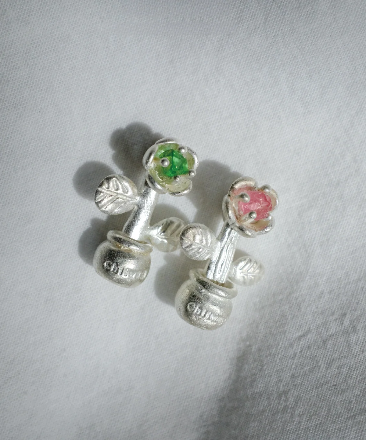 S925 Sterling Silver Natural Tourmaline Potted Flower Necklace 03 S925 Sterling Silver Natural Tourmaline Potted Flower Necklace 03