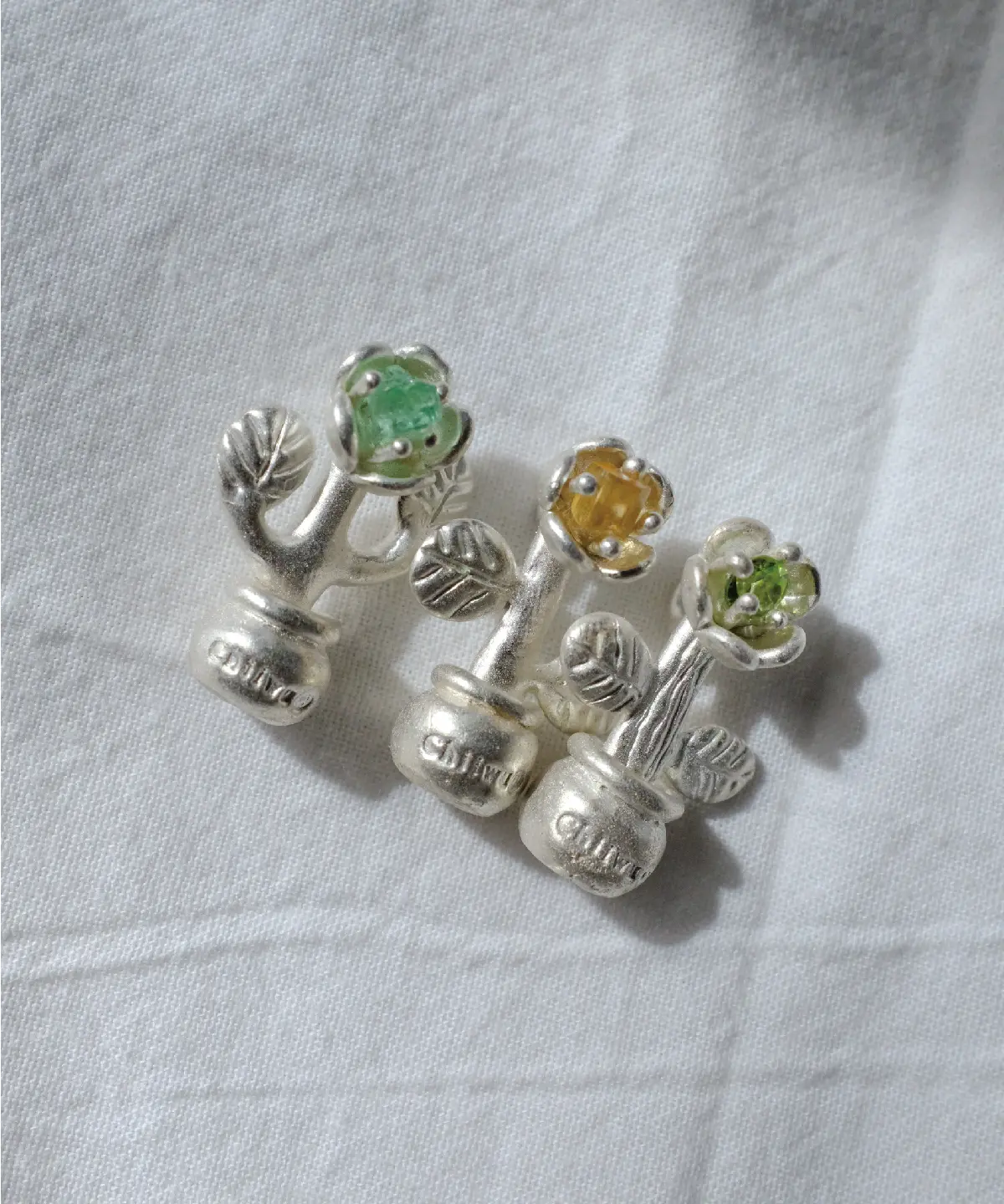 S925 Sterling Silver Natural Tourmaline Potted Flower Necklace 05 S925 Sterling Silver Natural Tourmaline Potted Flower Necklace 05