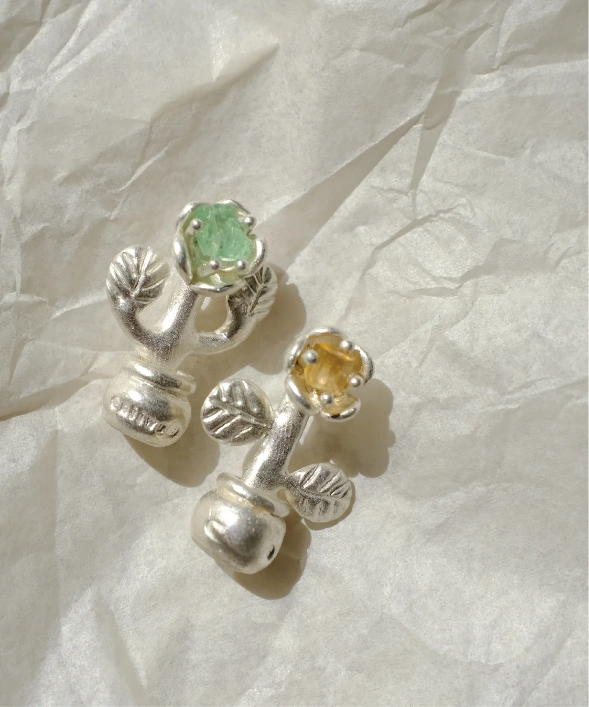 S925 Sterling Silver Natural Tourmaline Potted Flower Necklace 06 S925 Sterling Silver Natural Tourmaline Potted Flower Necklace 06