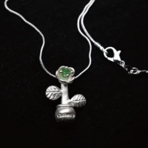 S925 Sterling Silver Natural Tourmaline Potted Flower Necklace 08 S925 Sterling Silver Natural Tourmaline Potted Flower Necklace 08