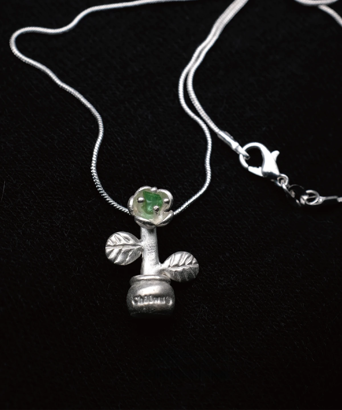 S925 Sterling Silver Natural Tourmaline Potted Flower Necklace 08 S925 Sterling Silver Natural Tourmaline Potted Flower Necklace 08