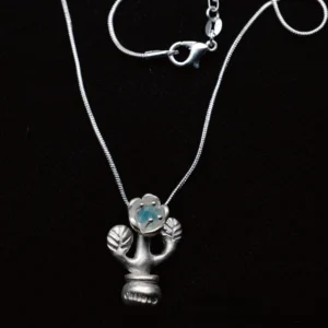 S925 Sterling Silver Natural Tourmaline Potted Flower Necklace 09 S925 Sterling Silver Natural Tourmaline Potted Flower Necklace 09