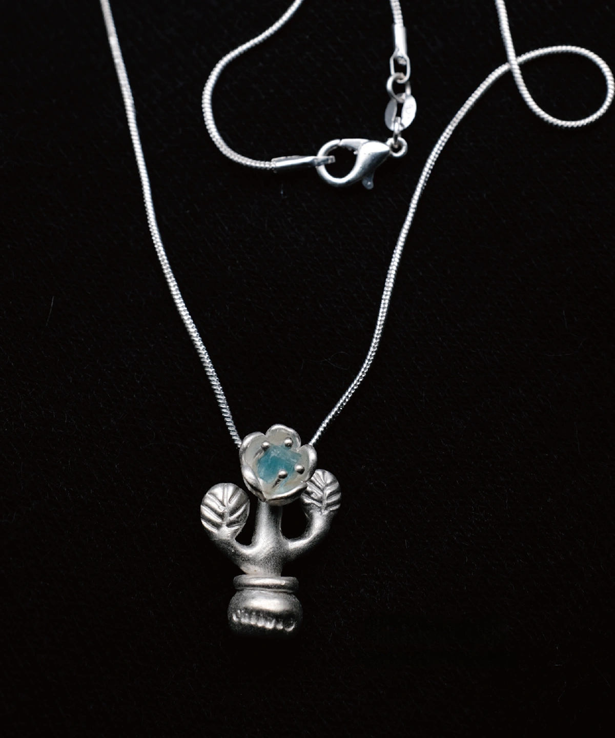 S925 Sterling Silver Natural Tourmaline Potted Flower Necklace 09 S925 Sterling Silver Natural Tourmaline Potted Flower Necklace 09