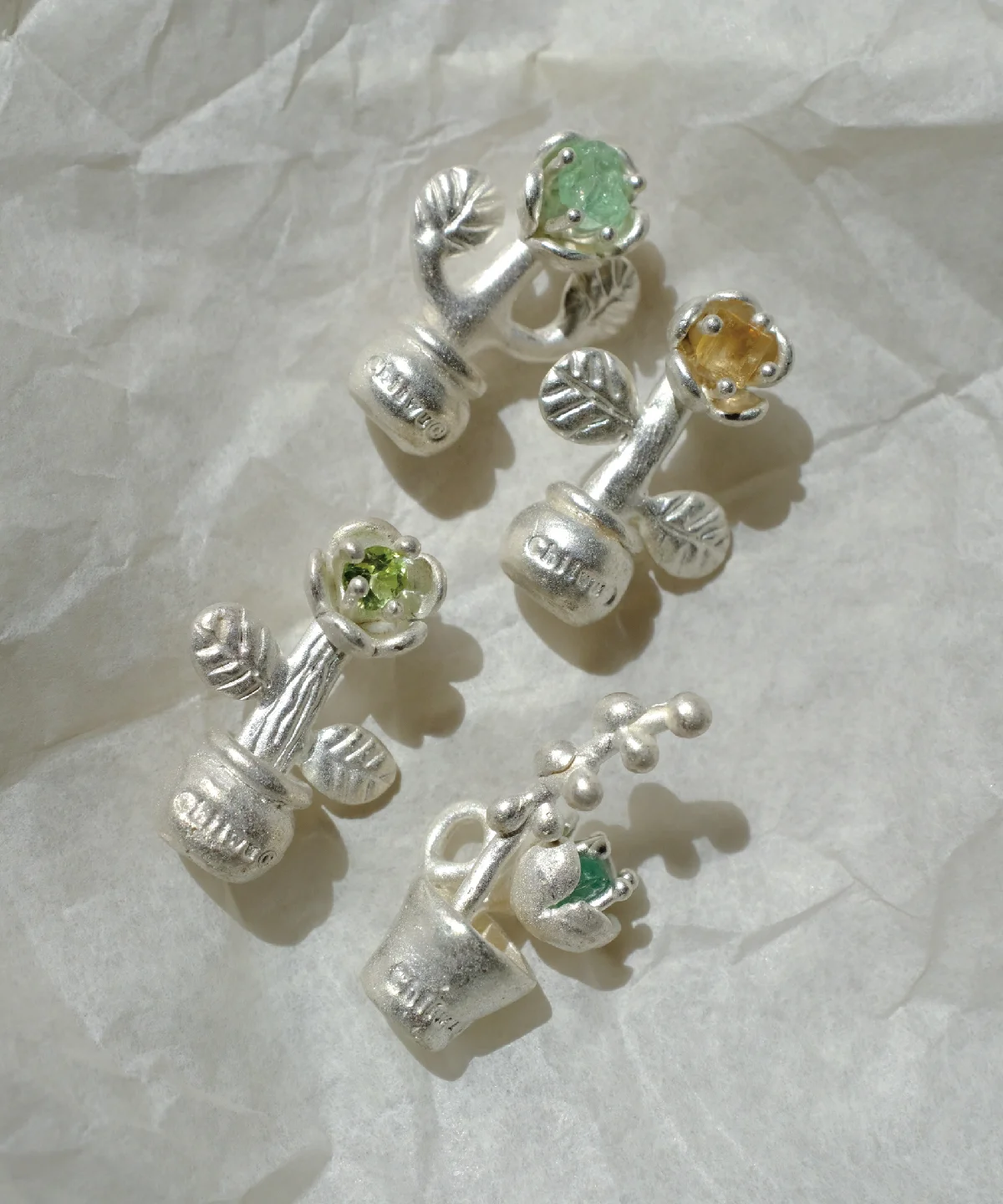 S925 Sterling Silver Natural Tourmaline Potted Flower Necklace 10 S925 Sterling Silver Natural Tourmaline Potted Flower Necklace 10