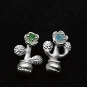 S925 Sterling Silver Natural Tourmaline Potted Flower Necklace 13 S925 Sterling Silver Natural Tourmaline Potted Flower Necklace 13