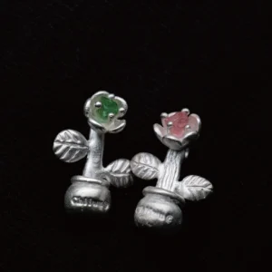 S925 Sterling Silver Natural Tourmaline Potted Flower Necklace 14 S925 Sterling Silver Natural Tourmaline Potted Flower Necklace 14