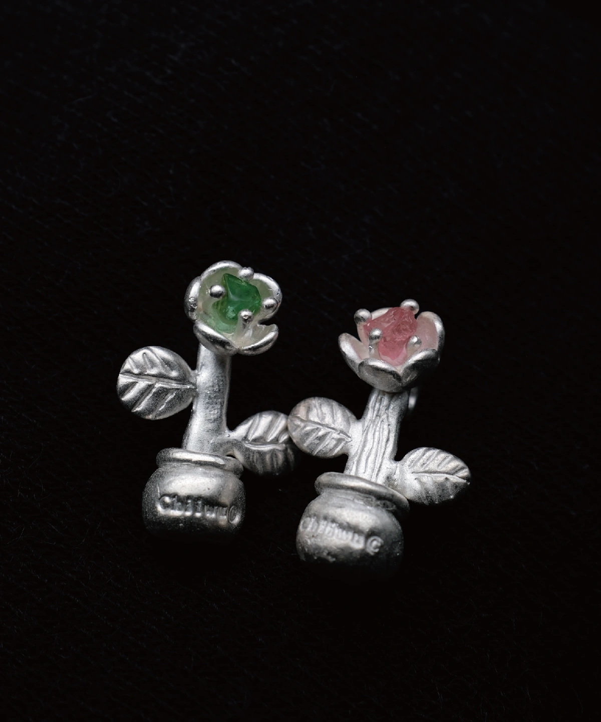 S925 Sterling Silver Natural Tourmaline Potted Flower Necklace 14 S925 Sterling Silver Natural Tourmaline Potted Flower Necklace 14