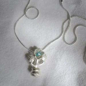 S925 Sterling Silver Natural Tourmaline Potted Flower Necklace 17 S925 Sterling Silver Natural Tourmaline Potted Flower Necklace 17