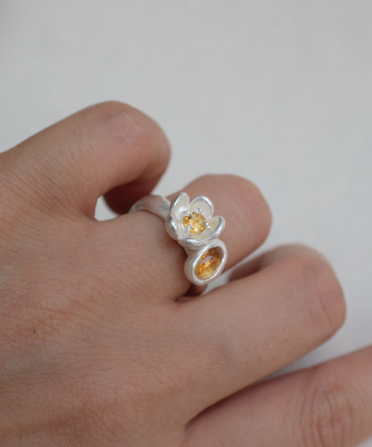 S925 Sterling Silver Peridot Ring with Double Stone Floral Design 07 S925 Sterling Silver Peridot Ring with Double Stone Floral Design 07