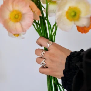 S925 Sterling Silver Stacking Rings Set in Minimal Line Designs 02 S925 Sterling Silver Stacking Rings Set in Minimal Line Designs 02