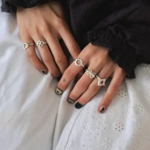 S925 Sterling Silver Stacking Rings Set in Minimal Line Designs 03 S925 Sterling Silver Stacking Rings Set in Minimal Line Designs 03