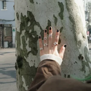 S925 Sterling Silver Stacking Rings Set in Minimal Line Designs 07 S925 Sterling Silver Stacking Rings Set in Minimal Line Designs 07