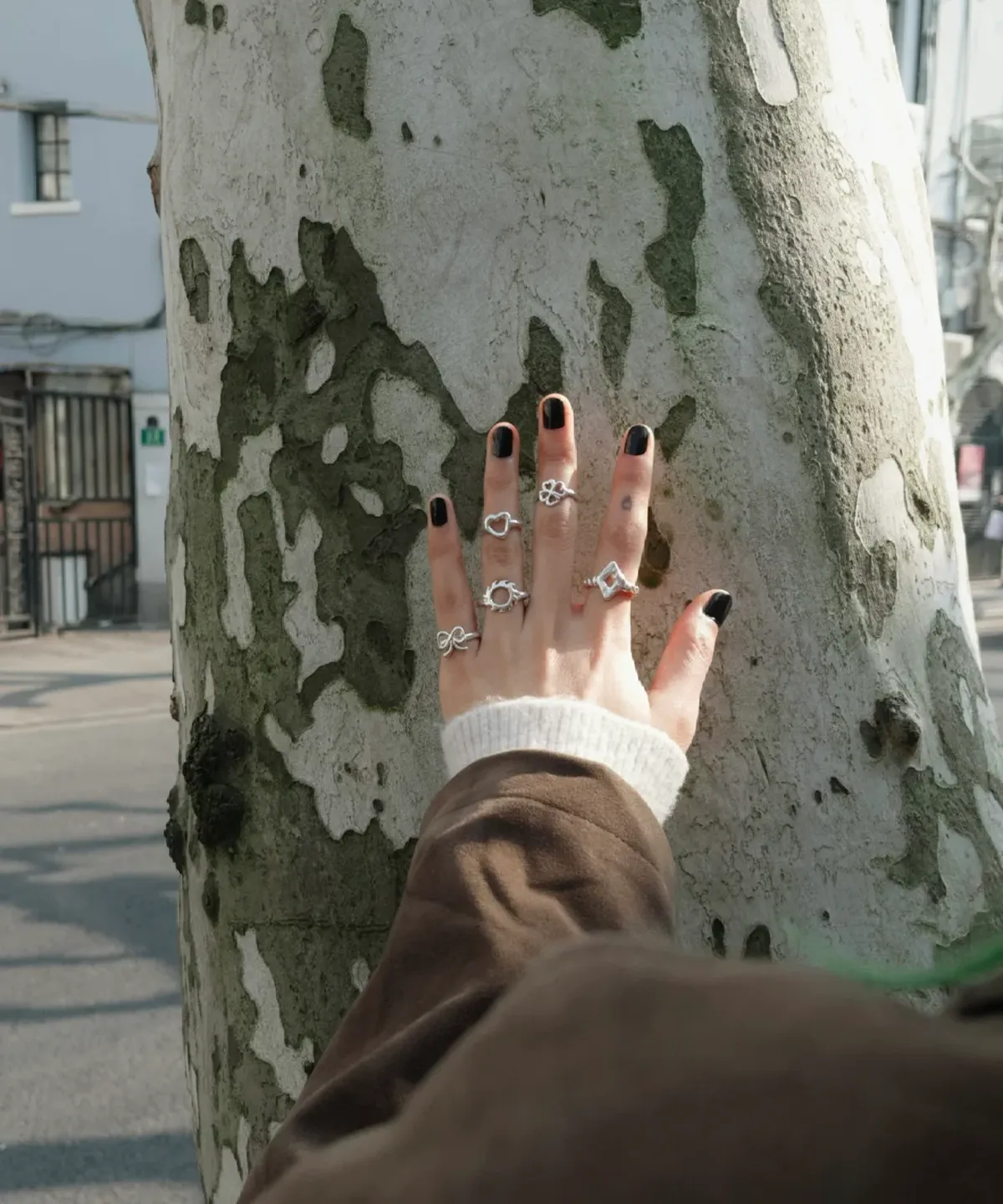 S925 Sterling Silver Stacking Rings Set in Minimal Line Designs 07 S925 Sterling Silver Stacking Rings Set in Minimal Line Designs 07