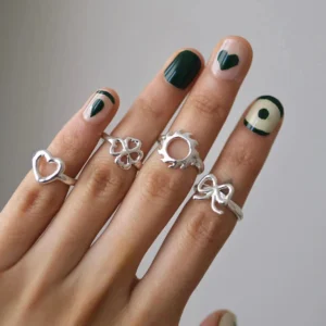 S925 Sterling Silver Stacking Rings Set in Minimal Line Designs