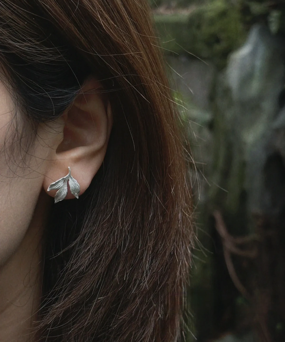 Trumpet Creeper Leaf Stud Earrings in S925 Sterling Silver 03 Trumpet Creeper Leaf Stud Earrings in S925 Sterling Silver 03