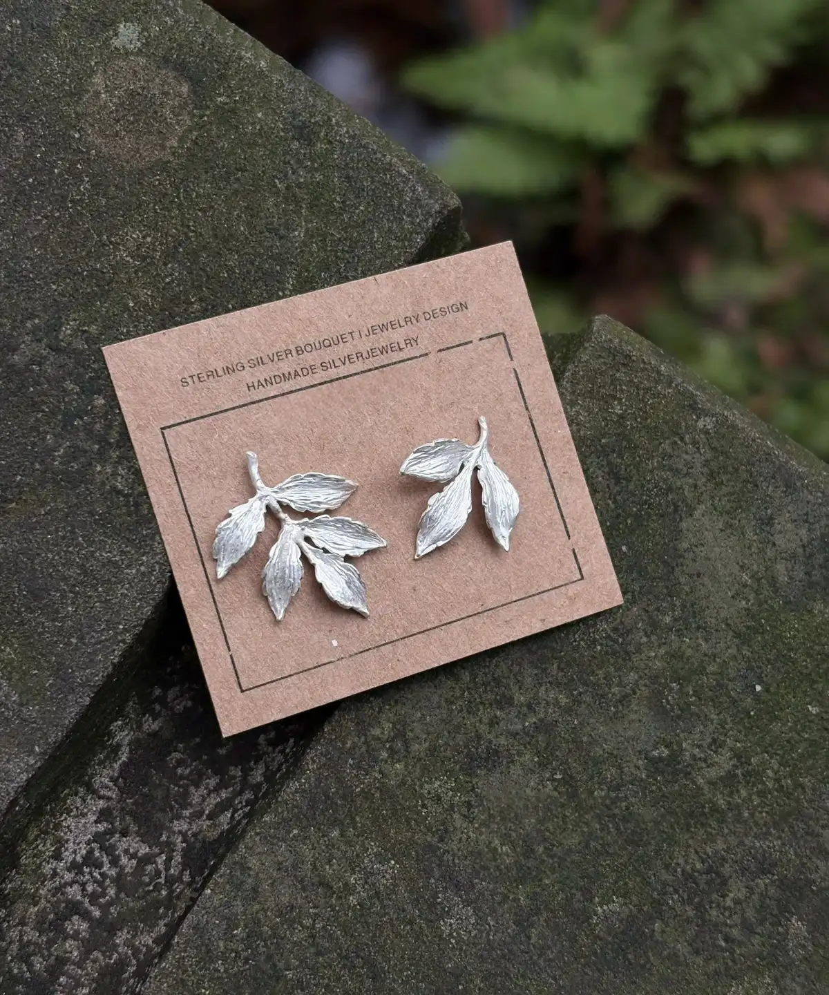 Trumpet Creeper Leaf Stud Earrings in S925 Sterling Silver 05 Trumpet Creeper Leaf Stud Earrings in S925 Sterling Silver 05