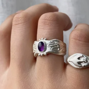 A Pocket of Cosmos-999 Silver Natural Amethyst Ring 11