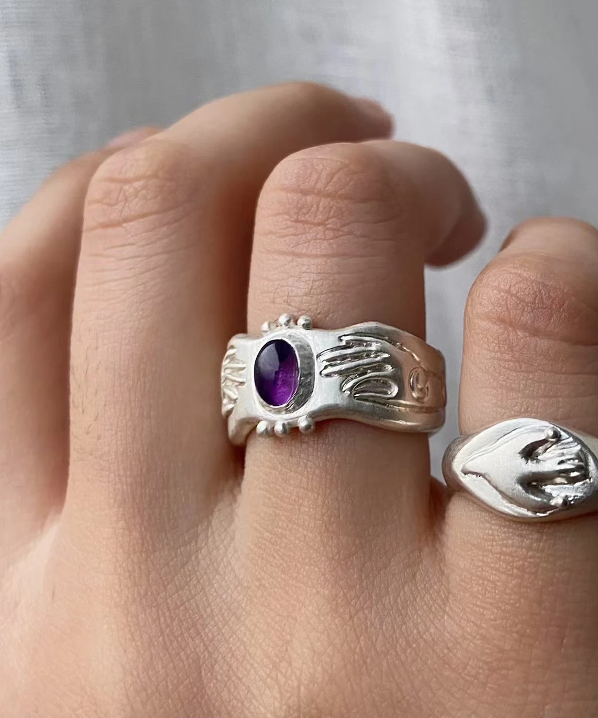 A Pocket of Cosmos-999 Silver Natural Amethyst Ring 11 A Pocket of Cosmos-999 Silver Natural Amethyst Ring 11