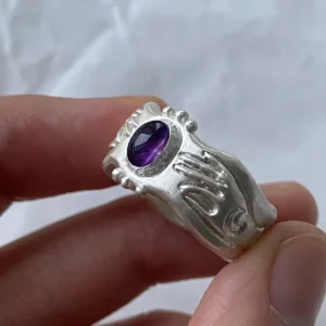 A Pocket of Cosmos-999 Silver Natural Amethyst Ring 12 A Pocket of Cosmos-999 Silver Natural Amethyst Ring 12