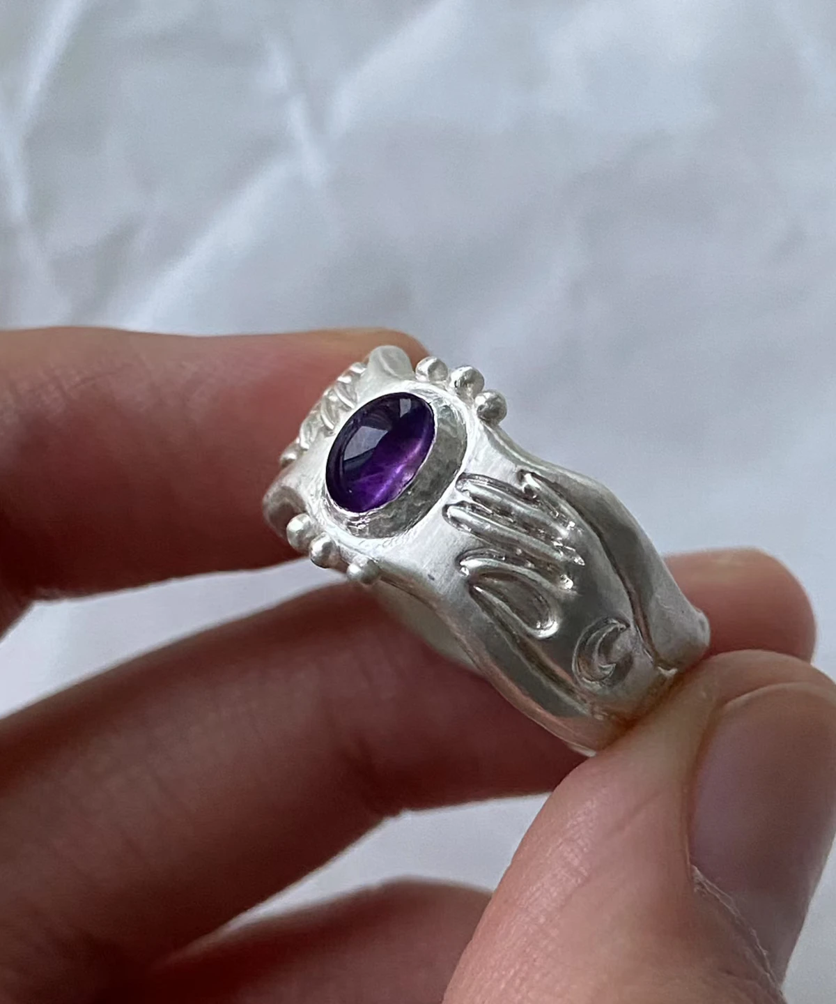 A Pocket of Cosmos-999 Silver Natural Amethyst Ring 12 A Pocket of Cosmos-999 Silver Natural Amethyst Ring 12