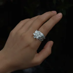 Daffodil Ring in S925 Sterling Silver March Birth Flower Ring 04 Daffodil Ring in S925 Sterling Silver March Birth Flower Ring 04