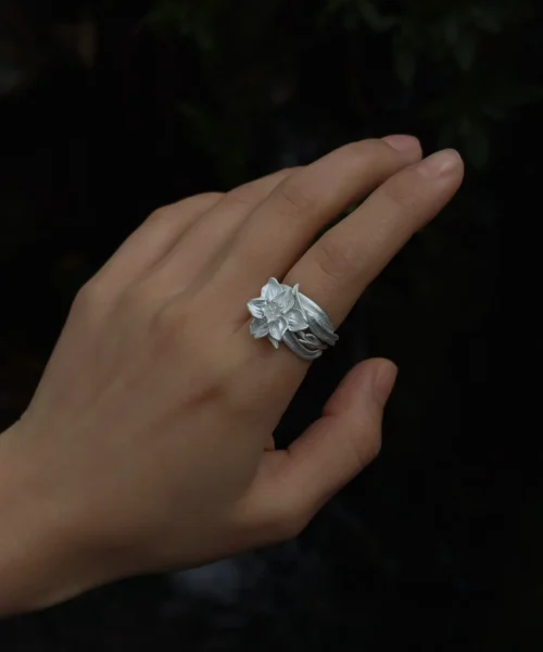 Daffodil Ring in S925 Sterling Silver March Birth Flower Ring 04