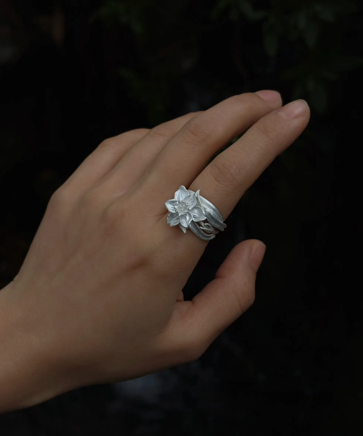 Daffodil Ring in S925 Sterling Silver March Birth Flower Ring 04 Daffodil Ring in S925 Sterling Silver March Birth Flower Ring 04