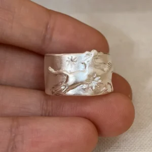 Handcrafted 999 Silver Knight Horse Ring 08 Handcrafted 999 Silver Knight Horse Ring 08