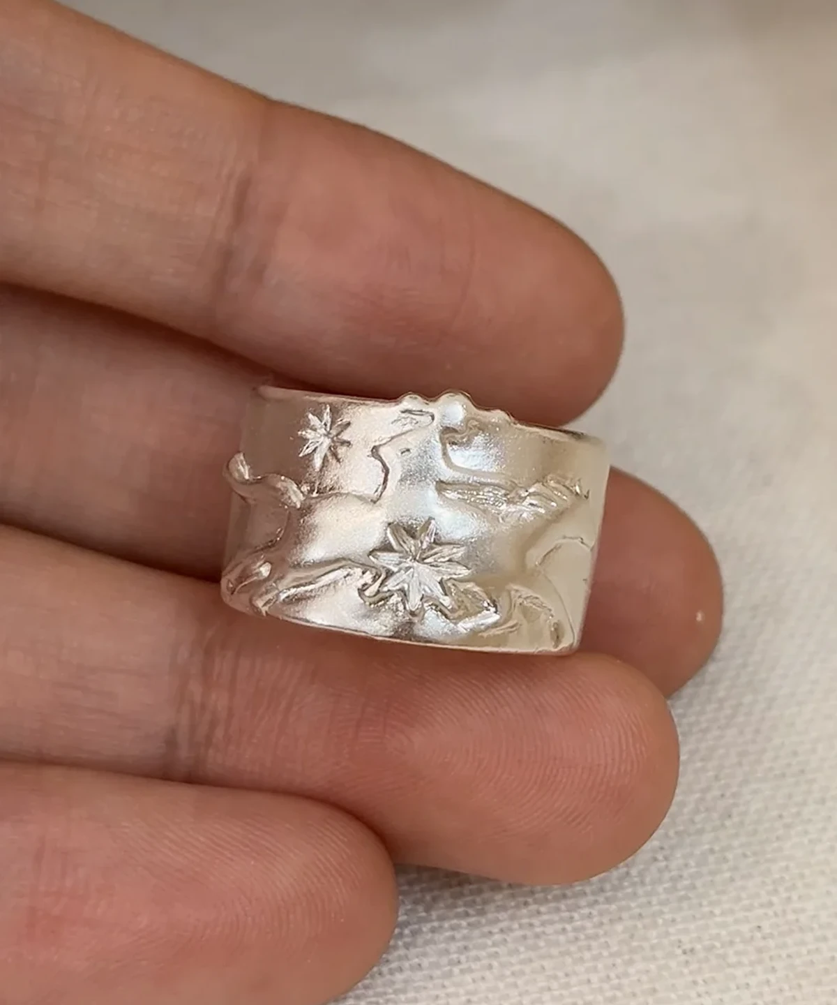 Handcrafted 999 Silver Knight Horse Ring 09 Handcrafted 999 Silver Knight Horse Ring 09