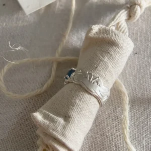 Handmade 999 Fine Silver Natural Aquamarine Ring 10 Handmade 999 Fine Silver Natural Aquamarine Ring 10