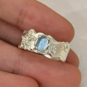Handmade 999 Fine Silver Natural Aquamarine Ring 13 Handmade 999 Fine Silver Natural Aquamarine Ring 13