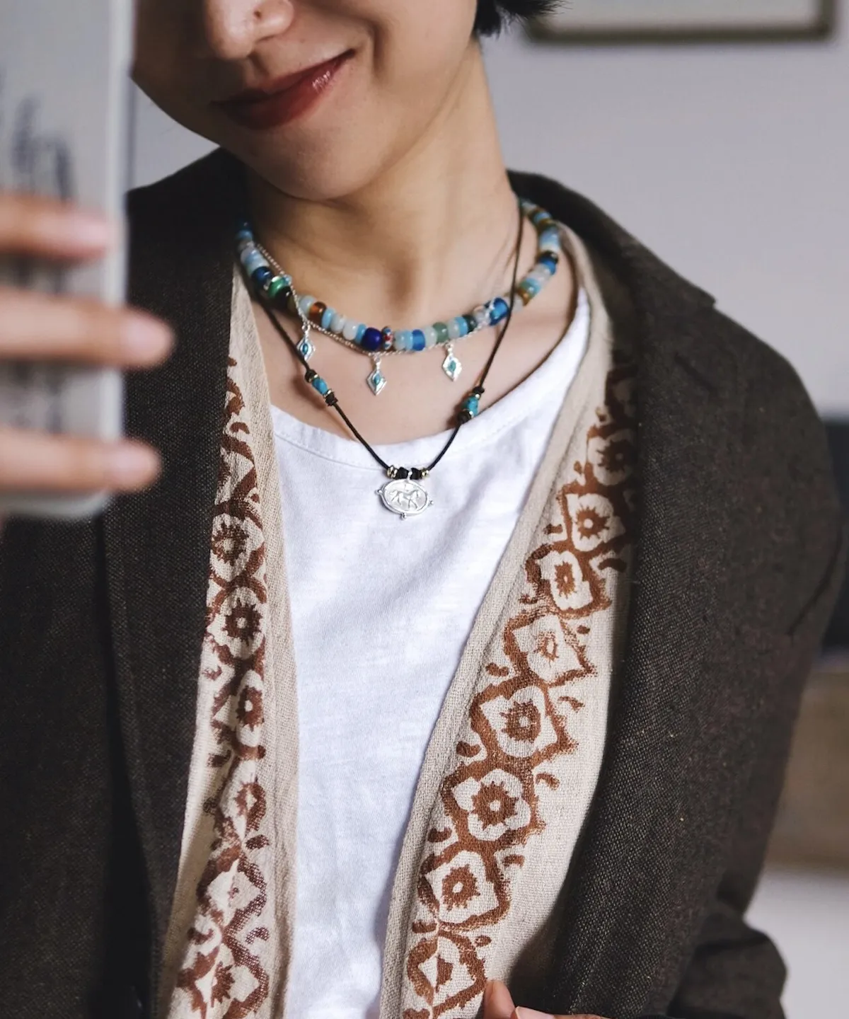 Horse Necklace Sterling Silver Turquoise Boho Leather Layered Necklace 02 Horse Necklace Sterling Silver Turquoise Boho Leather Layered Necklace 02