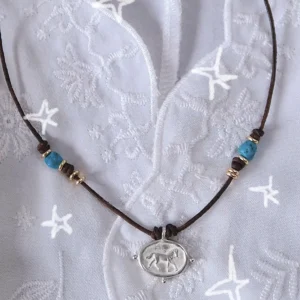 Horse Necklace Sterling Silver Turquoise Boho Leather Layered Necklace 06 Horse Necklace Sterling Silver Turquoise Boho Leather Layered Necklace 06