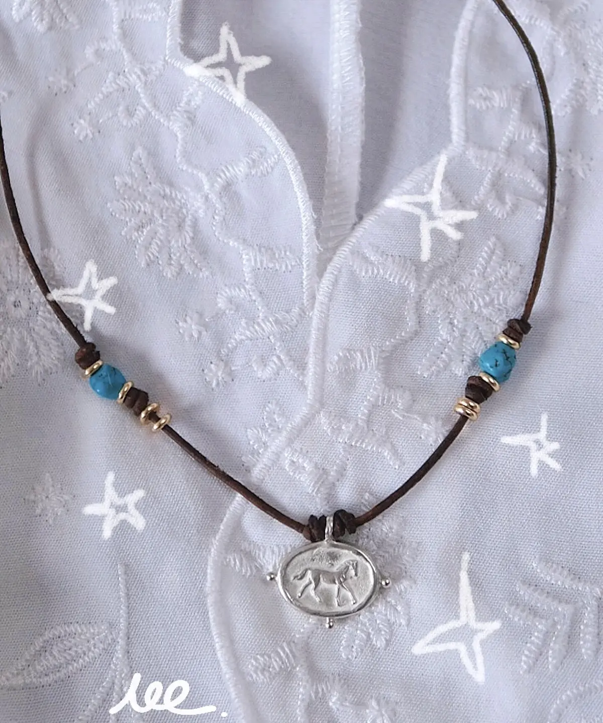 Horse Necklace Sterling Silver Turquoise Boho Leather Layered Necklace 06 Horse Necklace Sterling Silver Turquoise Boho Leather Layered Necklace 06