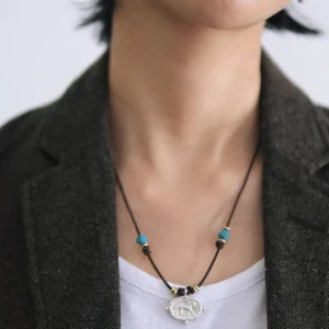 Horse Necklace Sterling Silver Turquoise Boho Leather Layered Necklace 07