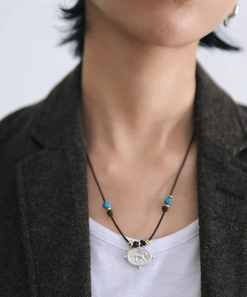 Horse Necklace Sterling Silver Turquoise Boho Leather Layered Necklace 07