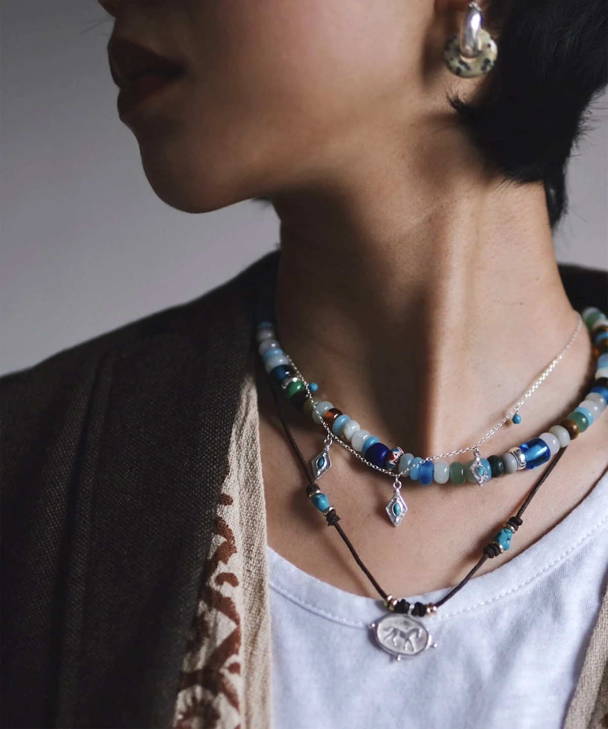 Horse Necklace Sterling Silver Turquoise Boho Leather Layered Necklace 08 Horse Necklace Sterling Silver Turquoise Boho Leather Layered Necklace 08