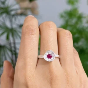 Poppy-Inspired Ruby Ring in S925 Sterling Silver 12 Poppy-Inspired Ruby Ring in S925 Sterling Silver 12