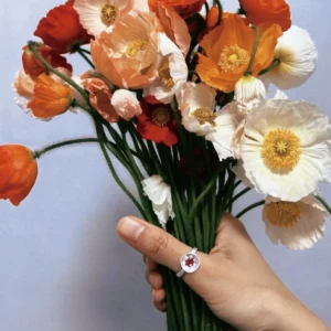 Poppy-Inspired Ruby Ring in S925 Sterling Silver 13 Poppy-Inspired Ruby Ring in S925 Sterling Silver 13