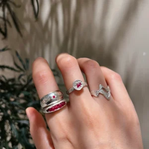 Poppy-Inspired Ruby Ring in S925 Sterling Silver 14 Poppy-Inspired Ruby Ring in S925 Sterling Silver 14