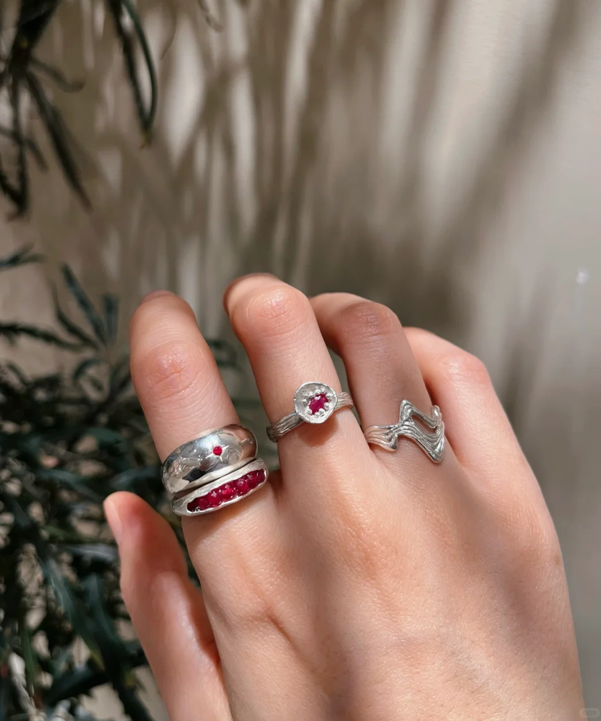 Poppy-Inspired Ruby Ring in S925 Sterling Silver 14 Poppy-Inspired Ruby Ring in S925 Sterling Silver 14