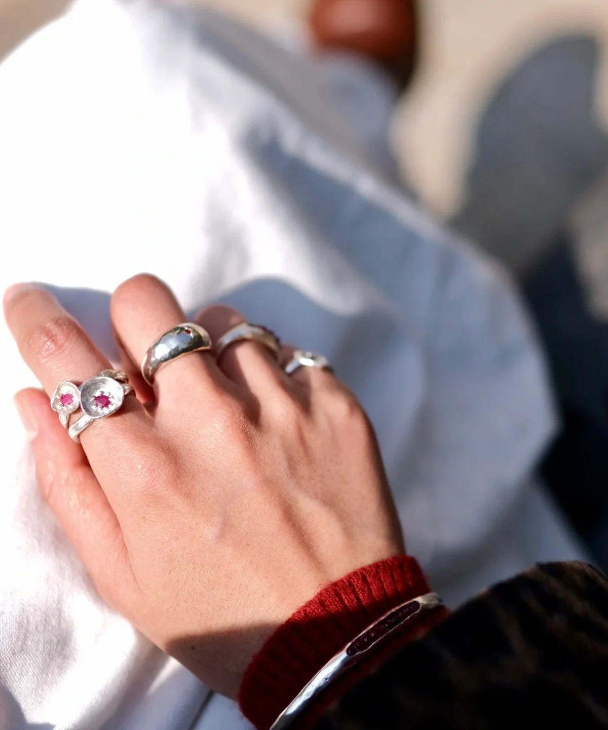 Poppy-Inspired Ruby Ring in S925 Sterling Silver 16 Poppy-Inspired Ruby Ring in S925 Sterling Silver 16