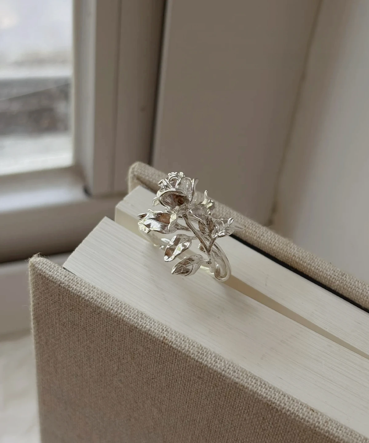 Rose Ring in S925 Sterling Silver June Birth Flower Jewelry 03 Rose Ring in S925 Sterling Silver June Birth Flower Jewelry 03