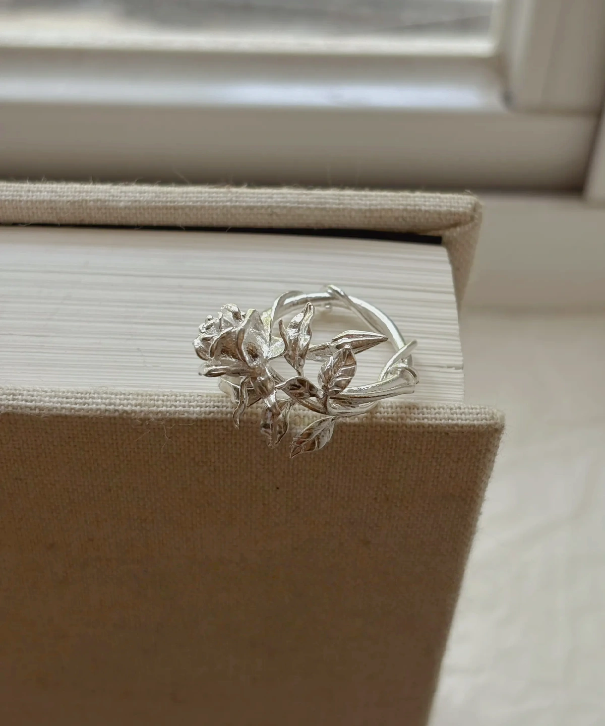 Rose Ring in S925 Sterling Silver June Birth Flower Jewelry 05 Rose Ring in S925 Sterling Silver June Birth Flower Jewelry 05