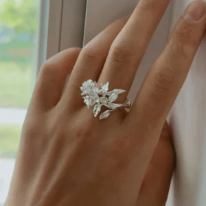 Rose Ring in S925 Sterling Silver June Birth Flower Jewelry 06