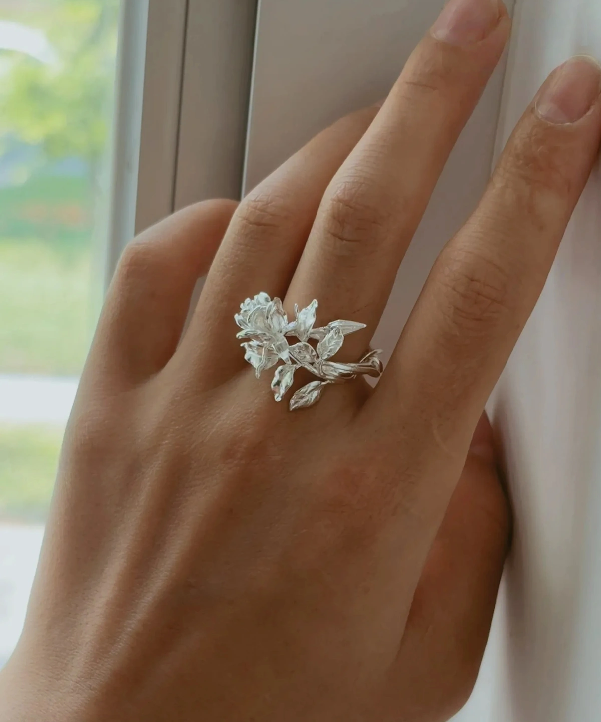 Rose Ring in S925 Sterling Silver June Birth Flower Jewelry 06 Rose Ring in S925 Sterling Silver June Birth Flower Jewelry 06