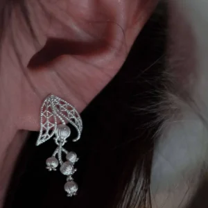 Lily of the Valley Earrings May Birth Flower S925 Silver Lace Earrings 02