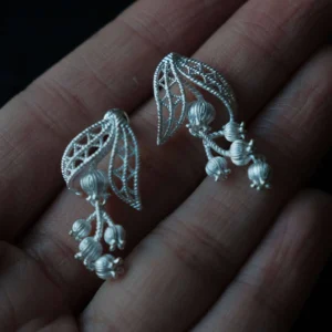 Lily of the Valley Earrings May Birth Flower S925 Silver Lace Earrings 03