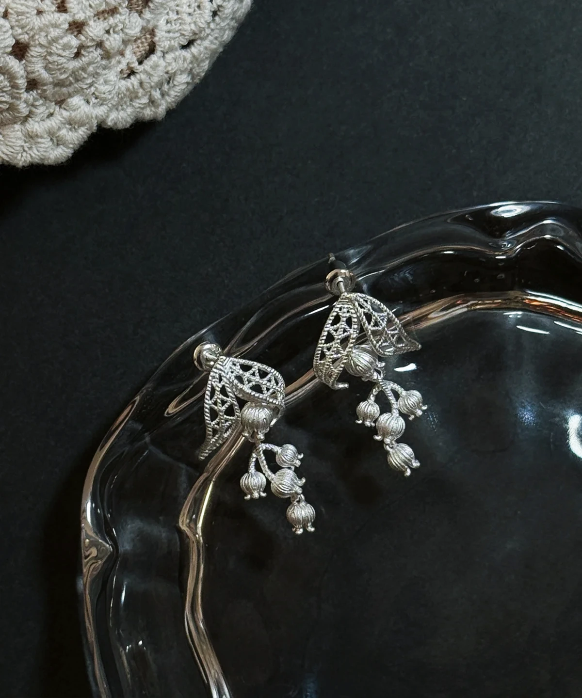 Lily of the Valley Earrings May Birth Flower S925 Silver Lace Earrings 09